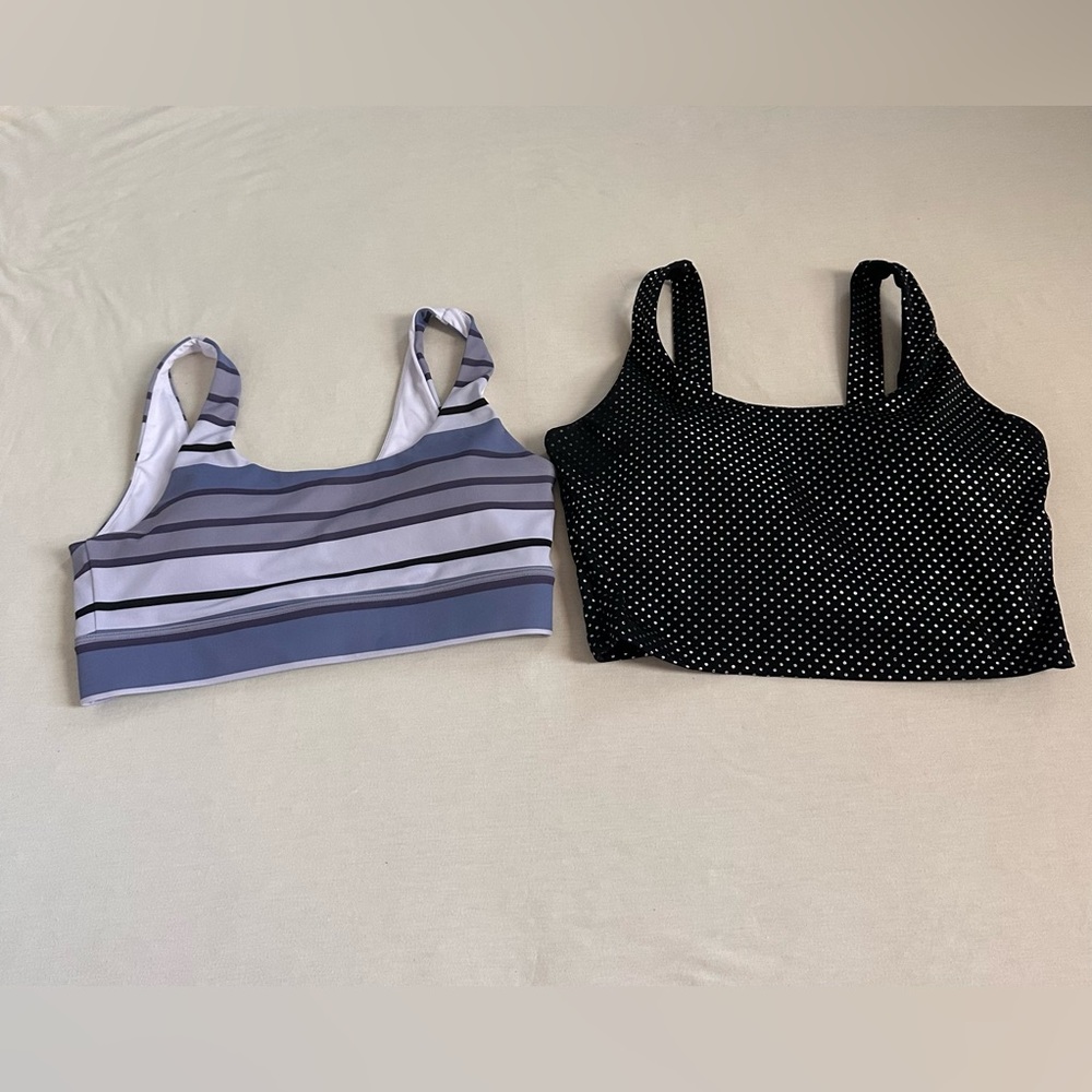 ZYIA Striped Sports Bra & Black Polka Dot Sports Bra